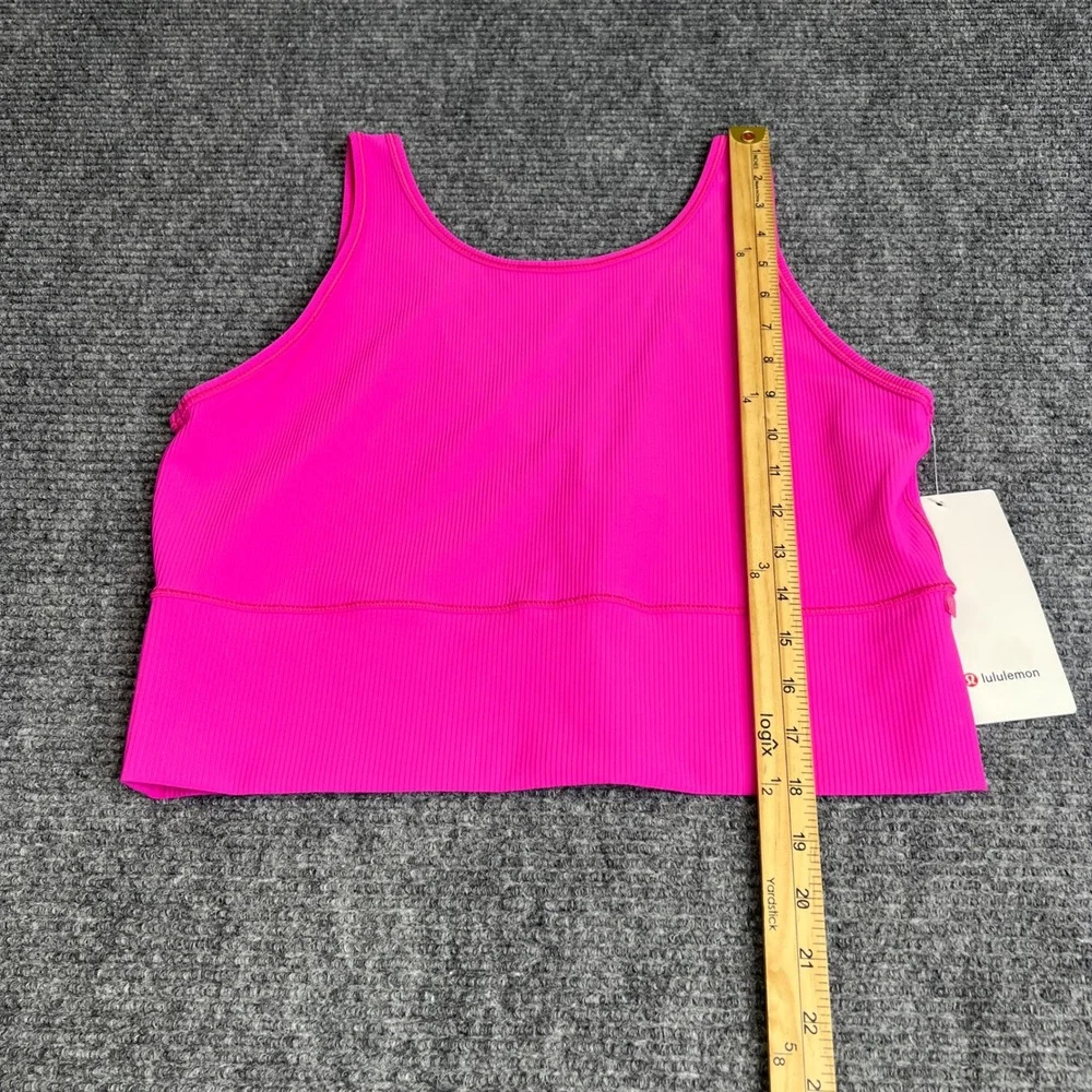 Lululemon Power Pivot Tank Rib Sonic Pink Reversible Crop Top Size 14 NWT
